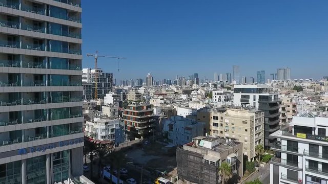 Drone Shot Of Tel Aviv City Israel Buildings Finance Economy