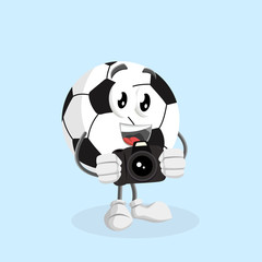 Ball Logo mascot with camera pose in flat design style vector illustration for your mascot branding.