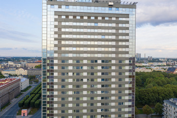 Beautiful panoramic aerial view photo from flying drone on Radisson Blue hotel,  a premier...