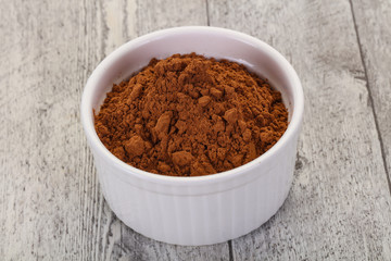 Cocoa powder in the bowl