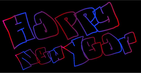 Happy new year print embroidery graphic design vector art