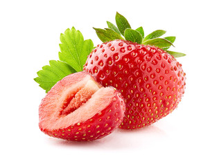 Fresh strawberry with leaves
