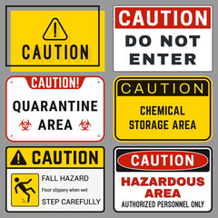 Caution. Safety Blank Labels with Ability to Replace Text You Need. Various Embodiments Safety Banners