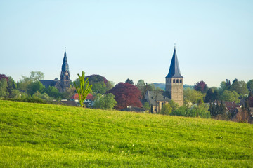 Fototapeta na wymiar the two churches called Wiesnasen of Ratingen Homberg