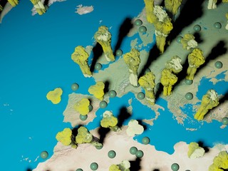 Digital image corona virus on planet Earth by countries