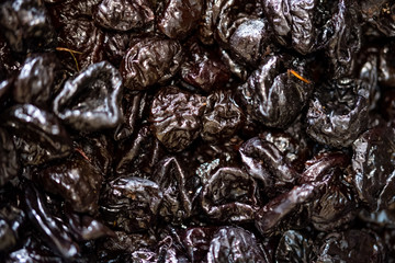Prunes in a box on the market.
