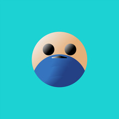 A round-shaped emoji man face with flu mask icon symbol.
