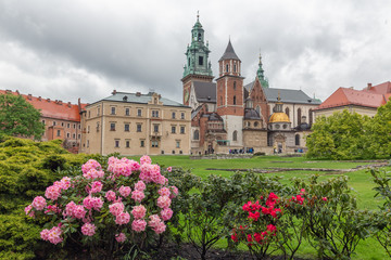 View at Wavel square with medieval buildings in Krakow, Ppland