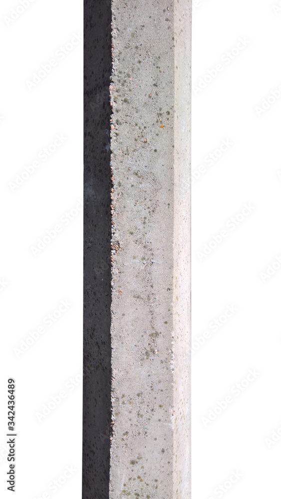 Poster concrete pillar isolated on a white background. template for design