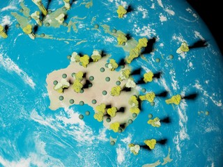 Digital image corona virus on planet Earth by countries