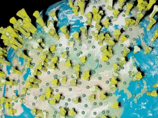 Digital image corona virus on planet Earth by countries