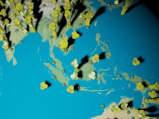 Obraz na płótnie Canvas Digital image corona virus on planet Earth by countries