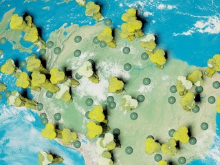 Digital image corona virus on planet Earth by countries
