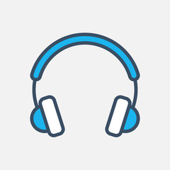 Headphone icon designed in flat style