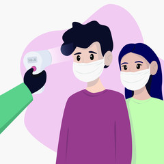 check temperature. flat illustration. covid-19
