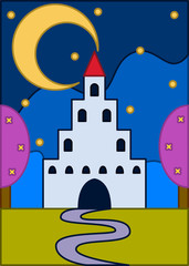 Background Illustration A4 - Night Castle