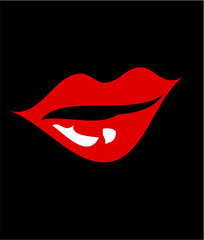 Red color lips graphic design vector art