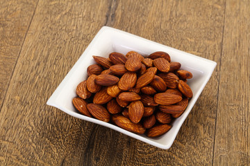 Almonds nuts heap