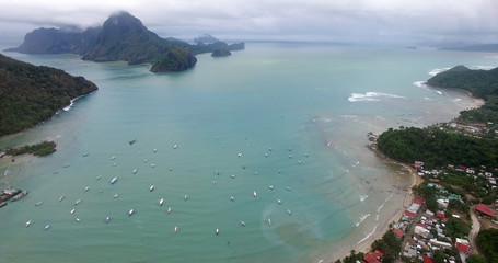The village of El Nido Palawan Island Philippines with a height 
