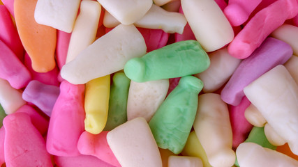 Colourful milk bottle candy, Johannesburg, South Africa