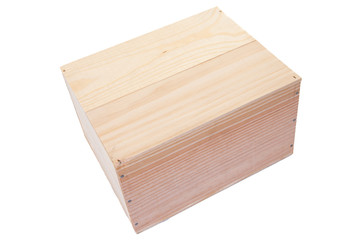 wood wine closed box isolated on white background