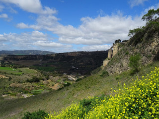 Beautiful landscape of the valley of Ronda in spring time during the morning. Spain. 
