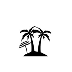 Obraz premium Sunny island beach icon isolated on white background