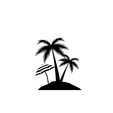 Sunny island beach icon isolated on white background