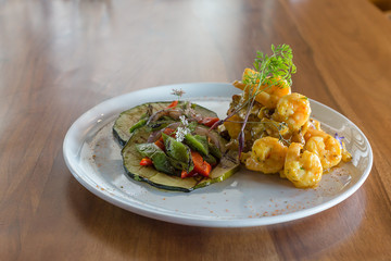 shrimp with cucumber salad Peppers