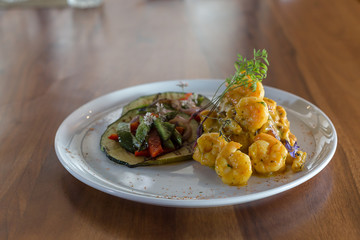 shrimp with cucumber salad Peppers
