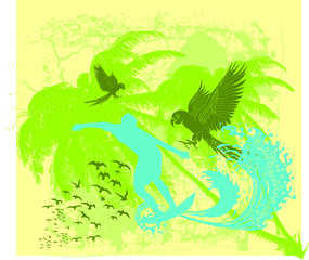 Fototapeta na wymiar Tattoo tribal parrot print embroidery graphic design vector art