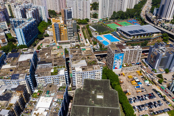  Top view of Hong Kong city - obrazy, fototapety, plakaty