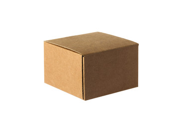 Cardboard box on white background