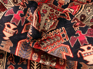 Old and modern Persian Colourful Arabesque and handmade carpet, rug gelim, and Gabbeh with the...