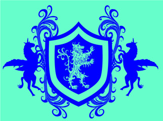 Fototapeta premium tattoo tribal heraldry lion print and embroidery graphic design vector art