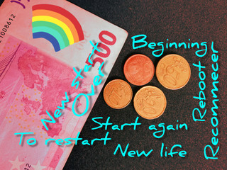 New start, beginning, new life card with colorful background