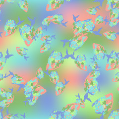 Field camouflage of various shades of violet, green and pink colors