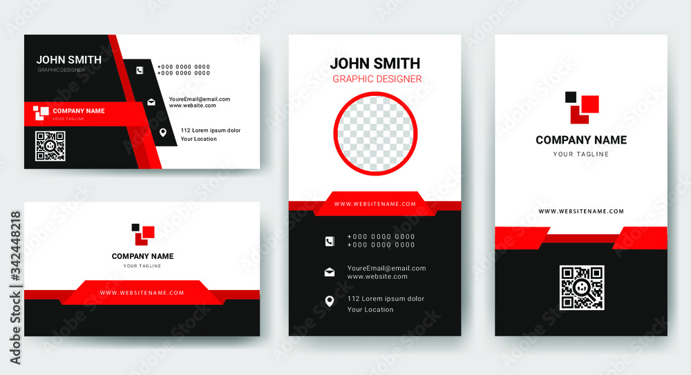 Canvas Prints set business card templates in dark red. vector - Canvas Prints