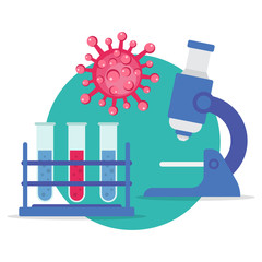 Research laboratory concept for virus. Vector illustration