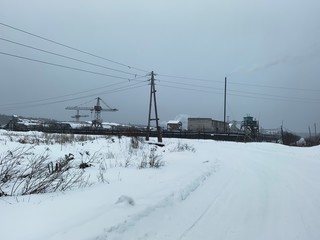  Abandoned Russian Village in the snow in winter