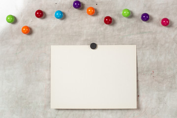 Blank polaroid photo frame with soft shadows and scotch tape isolated on grey paper background as template for graphic designers presentations, portfolios etc. kids. magnetic board