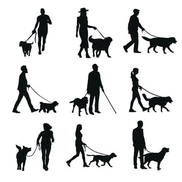 Silhouette of a person with his dog