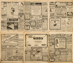 Fototapeta na wymiar Used paper background Old newspaper vintage advertising