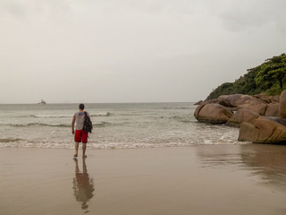 walking on the beach