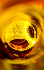 Beer bubbles down bottle neck, South Africa