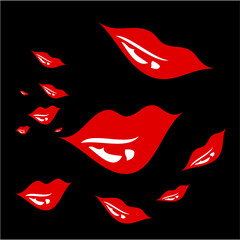 Red color lips graphic design vector art