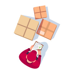 Obraz premium Check delivery document semi flat RGB color vector illustration