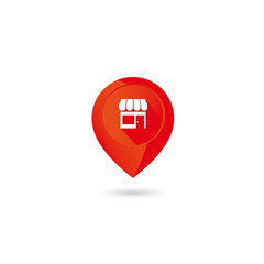 Fototapeta premium Shop navigation icon on white background. Flat trendy gradient design. The concept of a location indicator on a map, store, market, shopping center for your site, mobile application.