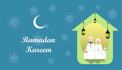 illustration : conceptual of new normal life in Ramadan kareem celebration on global Covid-19 Pandemic.
