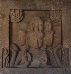 Gwalior, Madhya Pradesh/India - March 15, 2020 : Statue of Three Headed Women